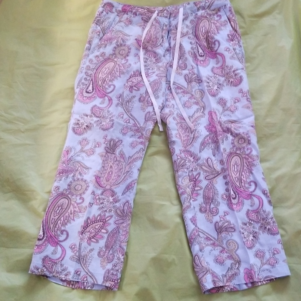 TOMMY HILFIGER floral linen cropped pants